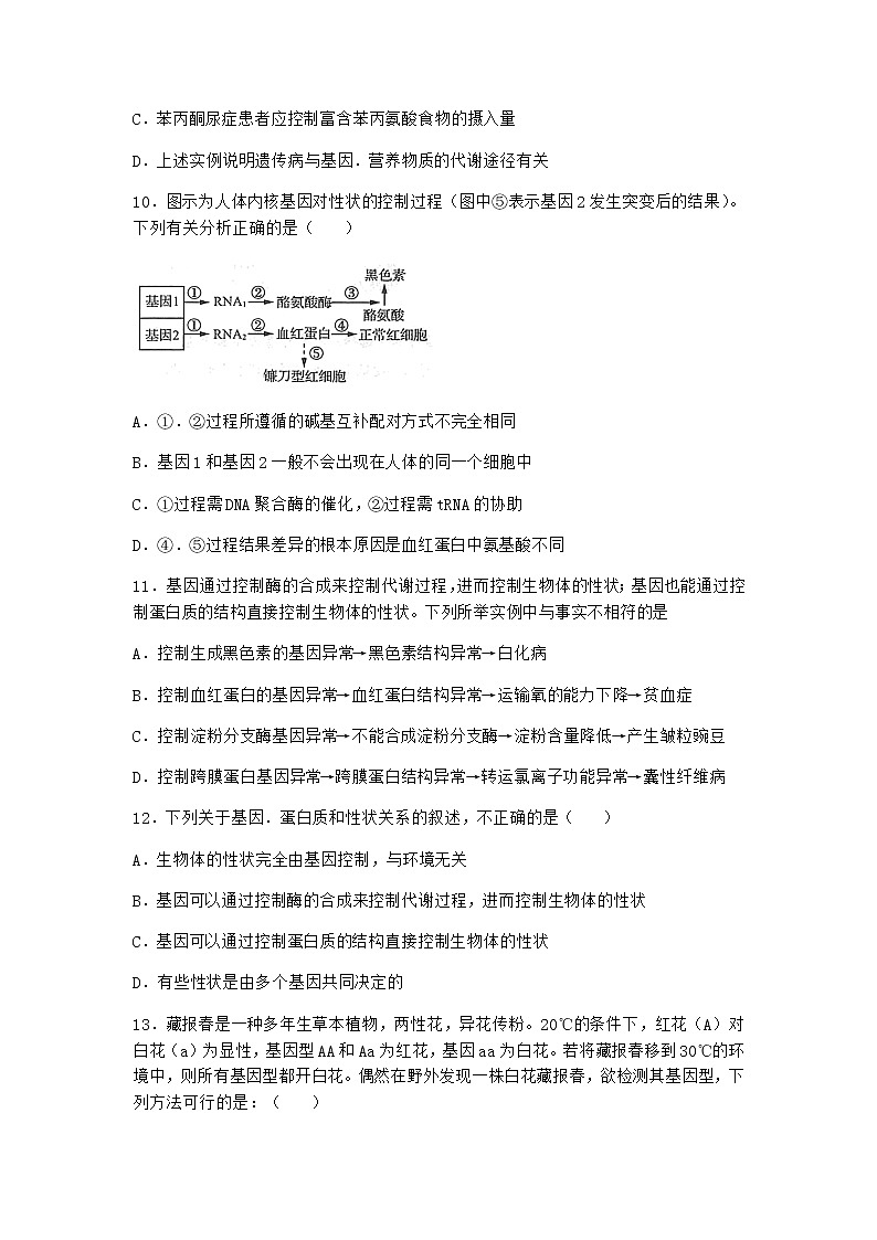 沪教版高中生物必修2第五节基因与性状的关系优选作业含答案1第3页