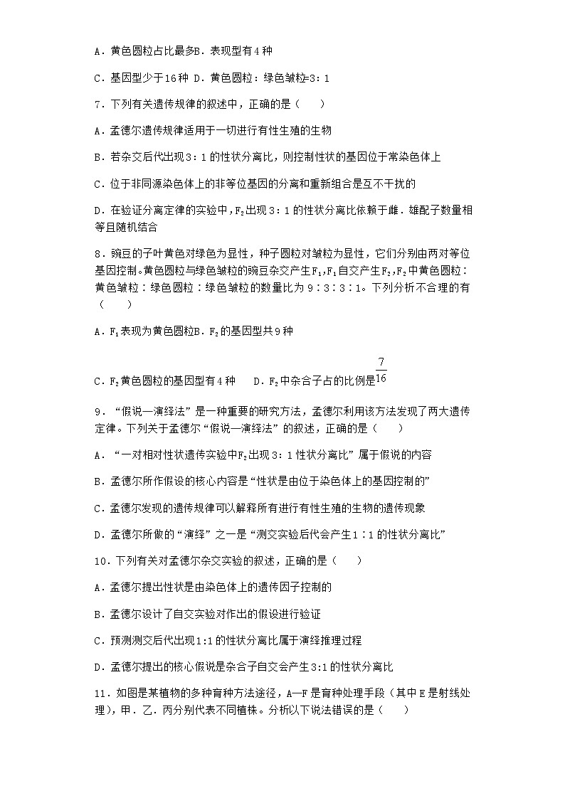 沪教版高中生物必修2第一节孟德尔遗传实验的科学方法优选作业含答案3第2页