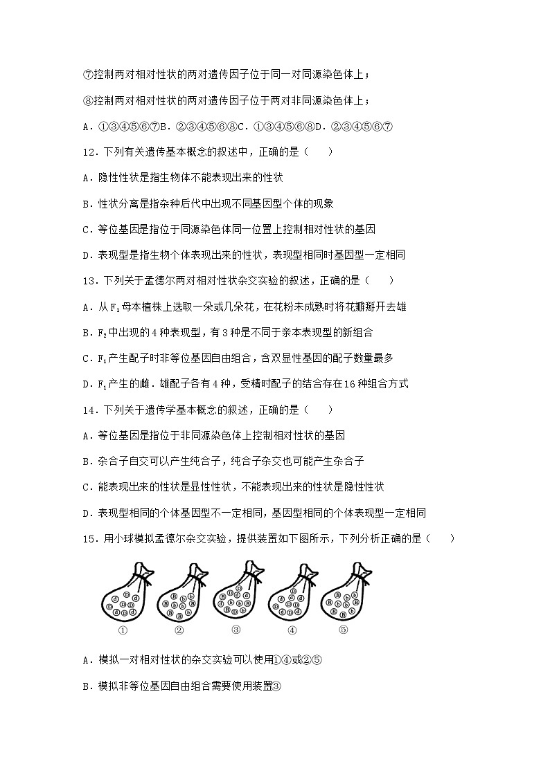沪教版高中生物必修2第一节孟德尔遗传实验的科学方法优选作业含答案403