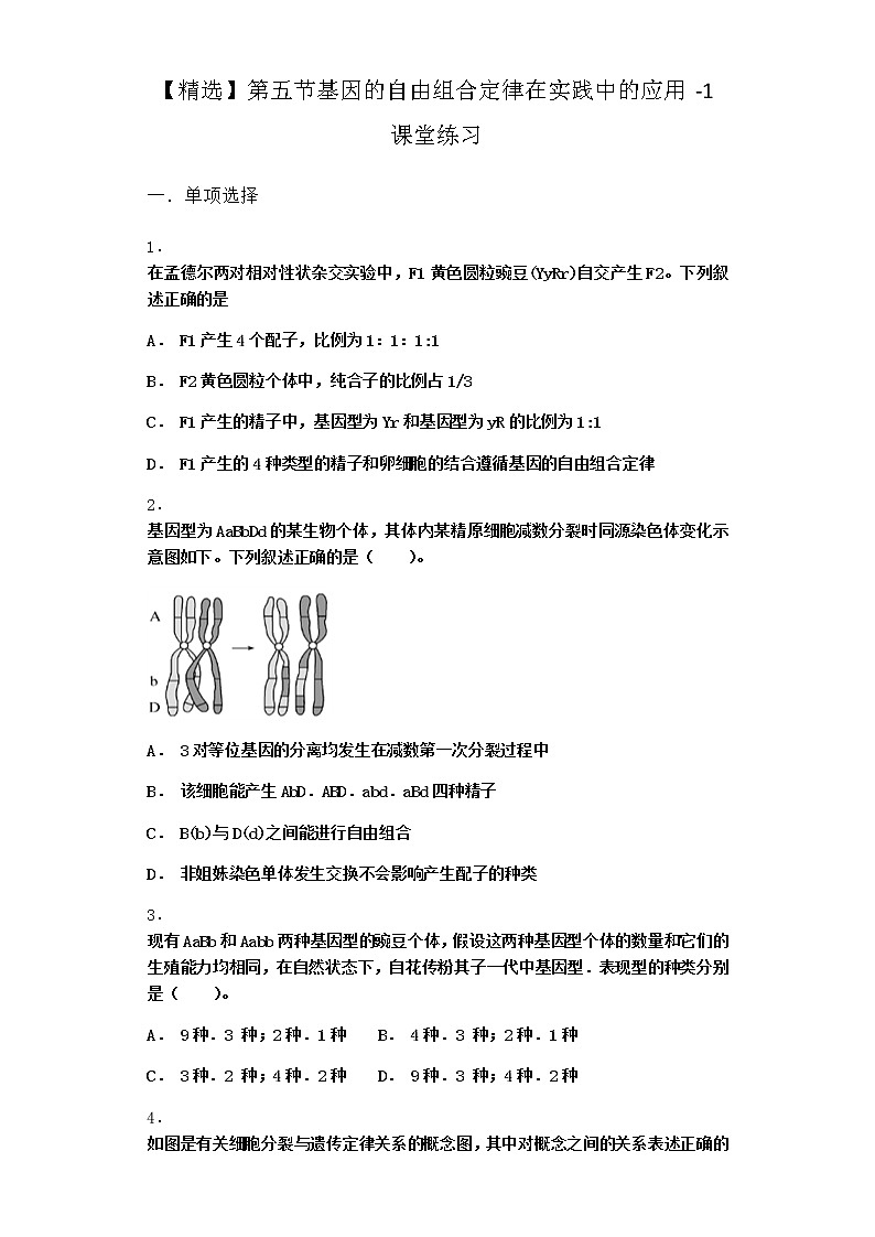 沪教版高中生物必修2第五节基因的自由组合定律在实践中的应用课堂作业含答案2第1页