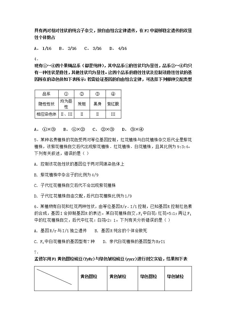沪教版高中生物必修2第五节基因的自由组合定律在实践中的应用课堂作业含答案402