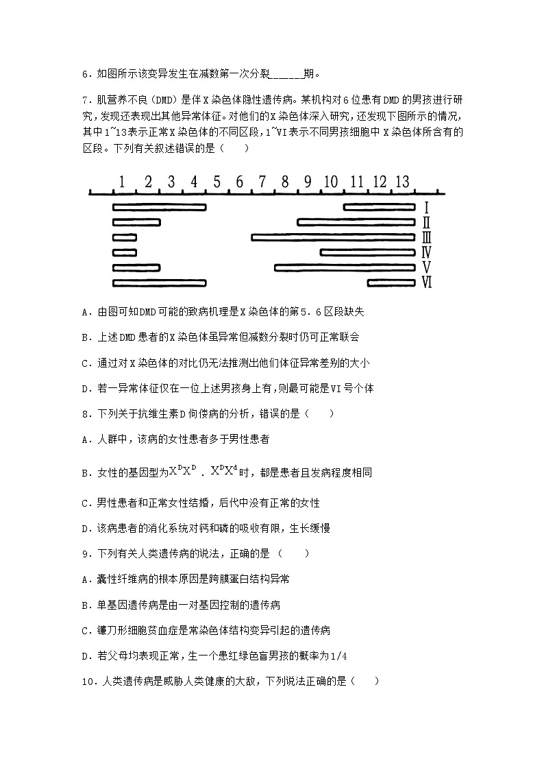 沪教版高中生物必修2第三节人类遗传病作业含答案202