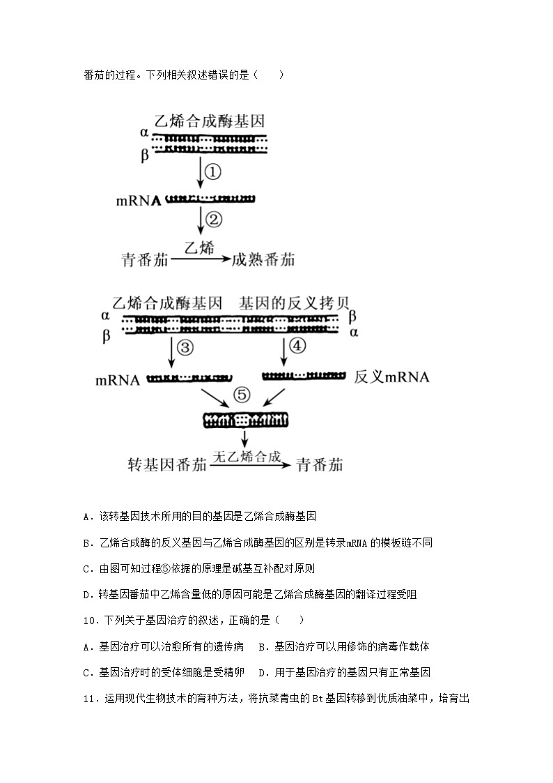 沪教版高中生物选择性必修3基因工程赋予农作物新的优良性状课时作业含答案1第3页