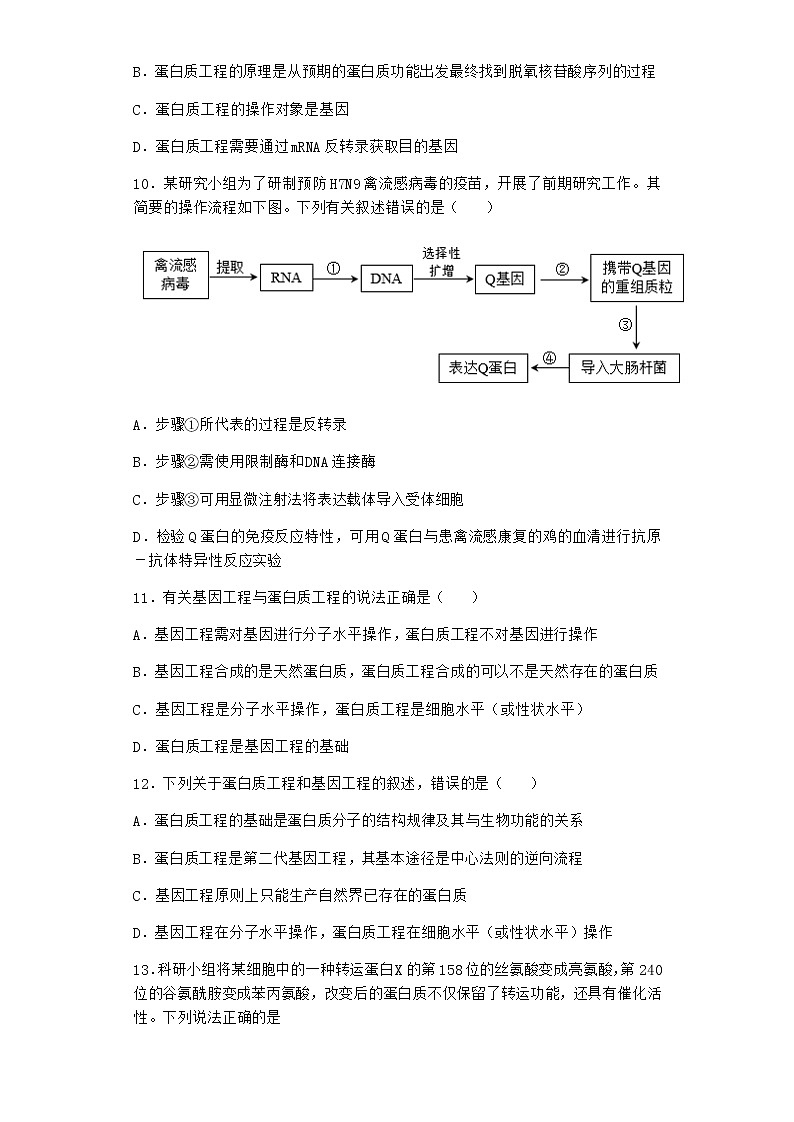 沪教版高中生物选择性必修3根据基因工程原理射界和改造蛋白质课时作业含答案1第3页