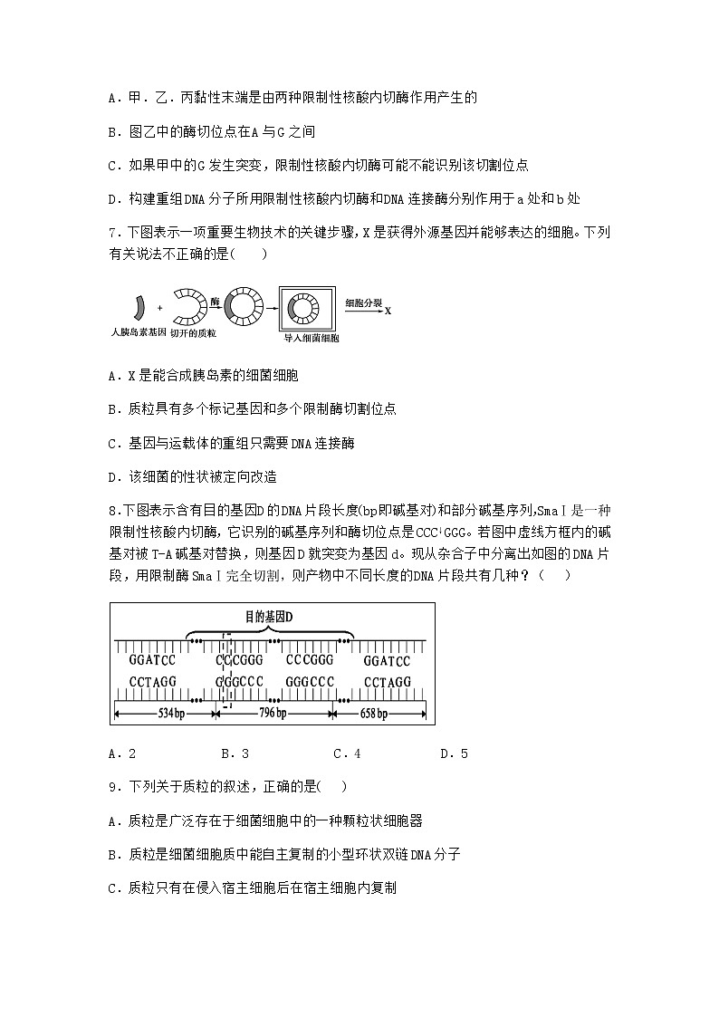 沪教版高中生物选择性必修3重组DNA技术需要三种基本工具同步作业含答案第3页