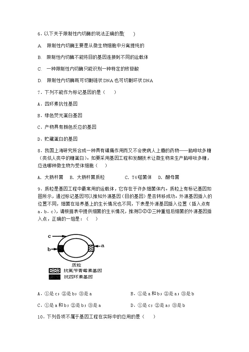 沪教版高中生物选择性必修3重组DNA技术需要三种基本工具课时作业含答案4第3页