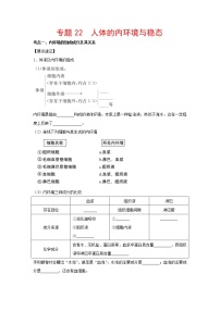 【备考2023】生物高考二轮复习专题精讲和分层训练——专题22 人体的内环境与稳态