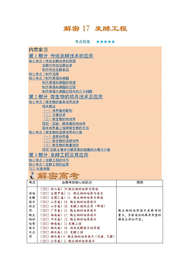17 发酵工程（讲义）（教师版）第1页