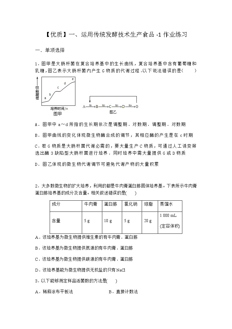 沪教版高中生物选择性必修3运用传统发酵技术生产食品作业含答案8第1页