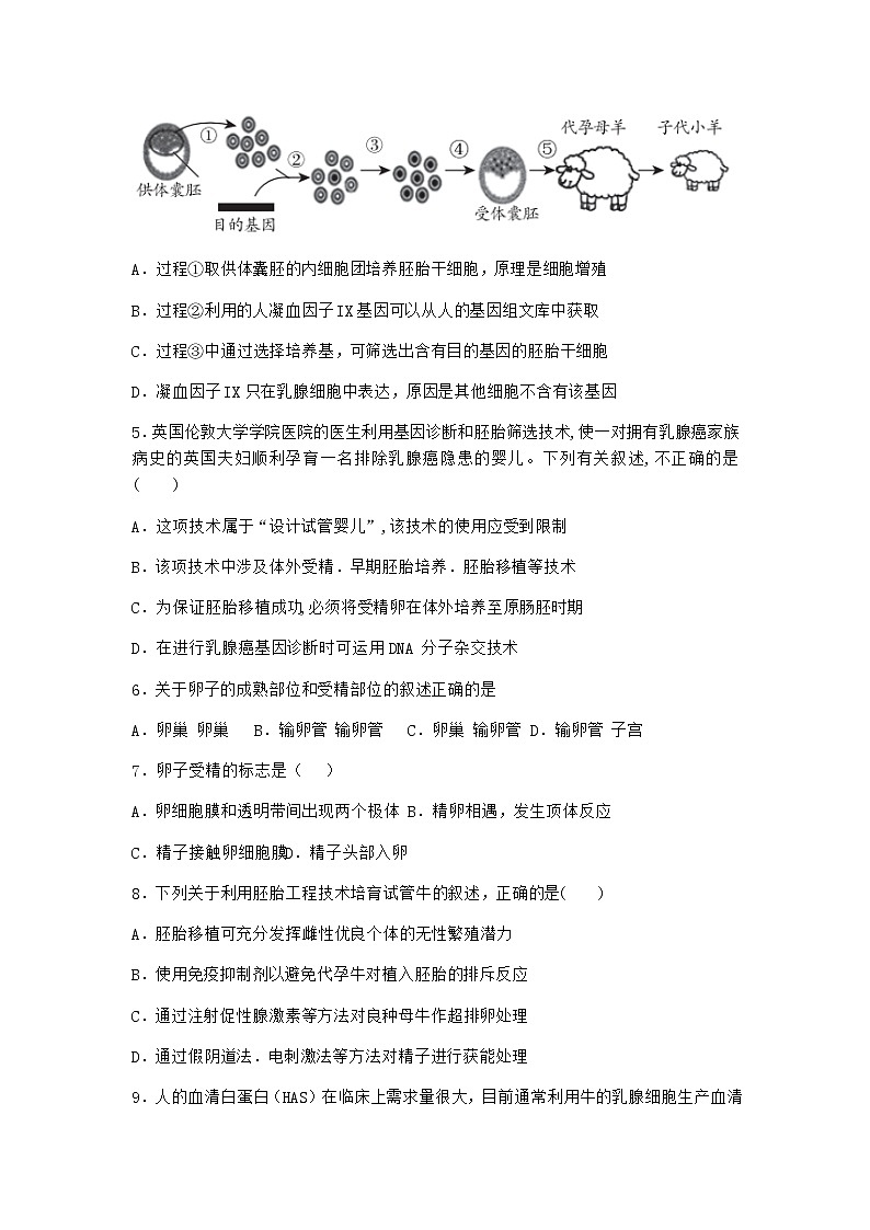沪教版高中生物选择性必修3胚胎工程有广阔的应用场景作业含答案202