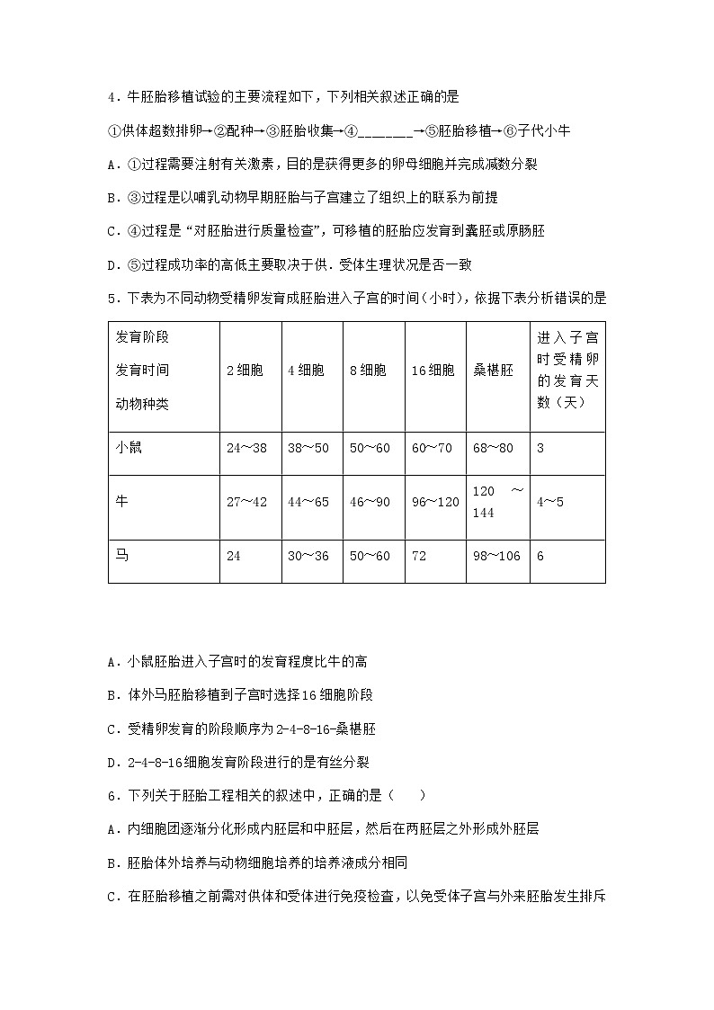 沪教版高中生物选择性必修3胚胎工程有广阔的应用场景作业含答案9第2页