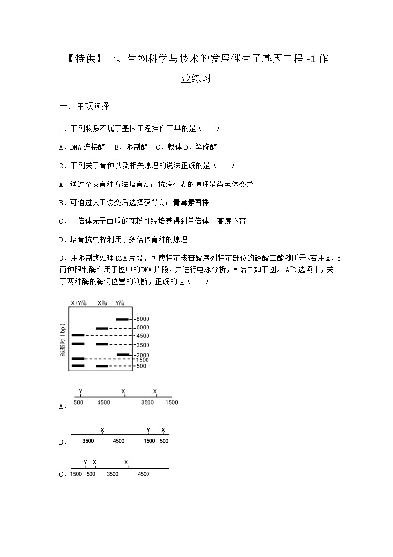 沪教版高中生物选择性必修3生物科学与技术的发展催生了基因工程作业含答案1第1页