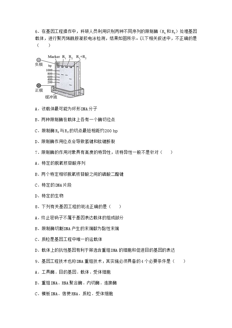 沪教版高中生物选择性必修3生物科学与技术的发展催生了基因工程作业含答案803