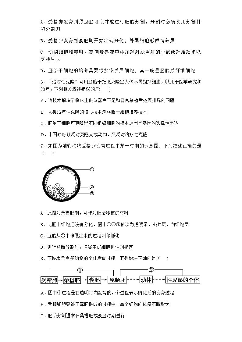 沪教版高中生物选择性必修3核移植技术可实现动物体细胞核的全能性作业含答案6第2页