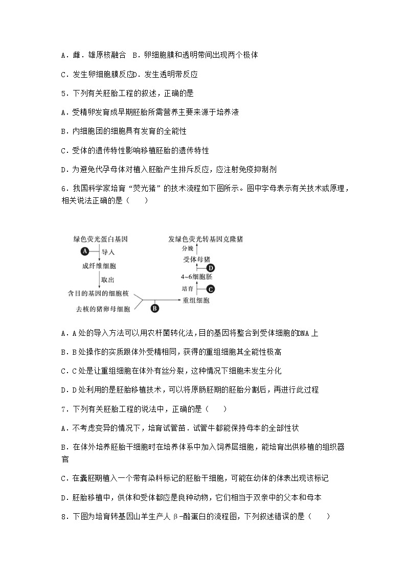 沪教版高中生物选择性必修3第二章第三节细胞融合技术使不同的细胞结合成一个细胞作业含答案2第2页