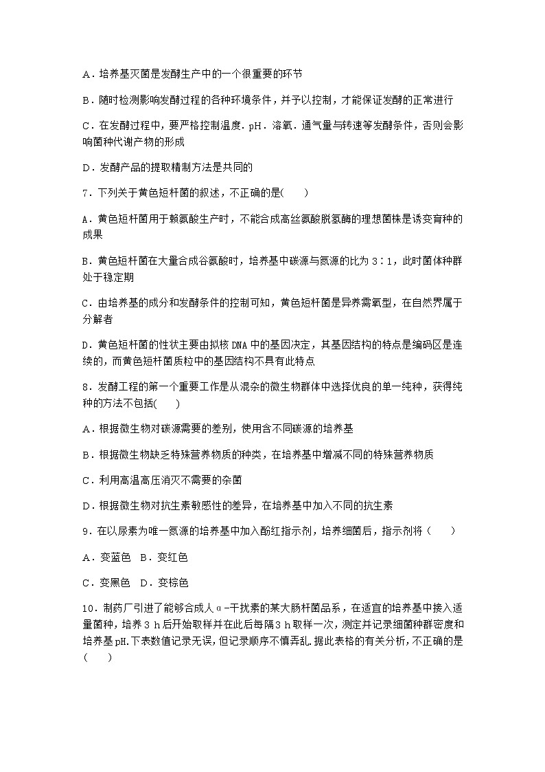沪教版高中生物选择性必修3第一章第二节培养特定微生物作业含答案102