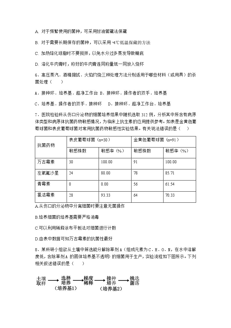 北师大版高中生物选择性必修3第三节传统发酵技术课堂作业含答案2第3页