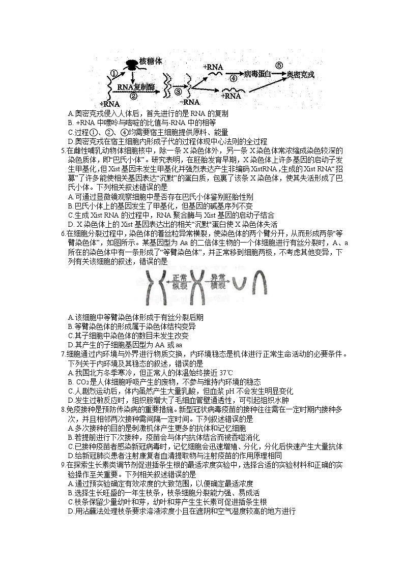 2023届辽宁省沈阳市高三下学期质量监测（一）生物试题第2页