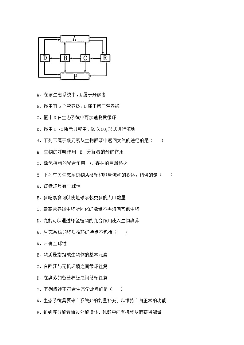 北师大版高中生物选择性必修2第三节生态系统的物质循环优选作业含答案202