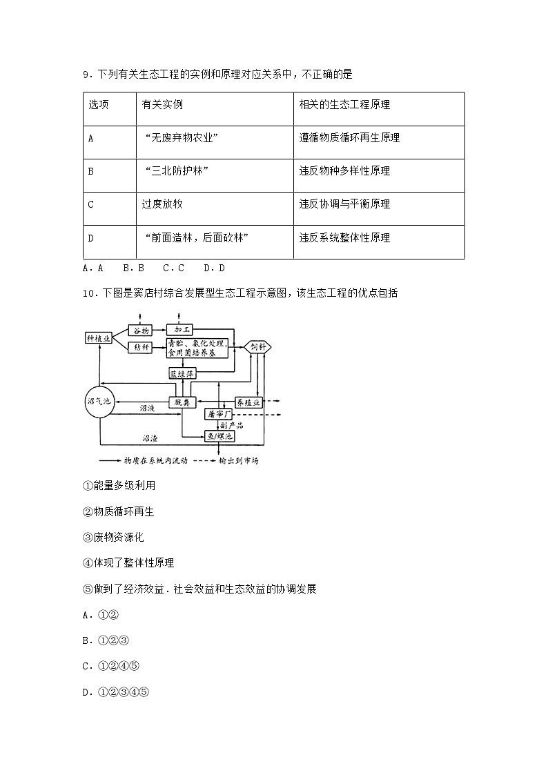北师大版高中生物选择性必修2第三节生态环境的保护优质作业含答案1第3页