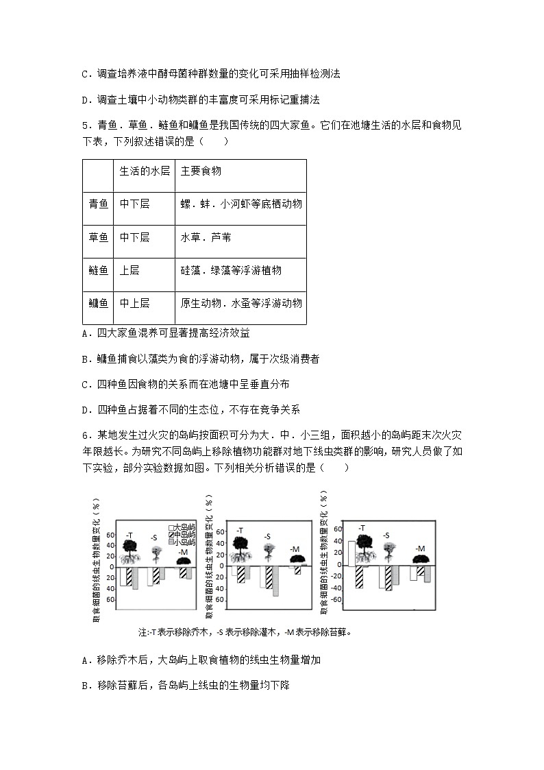 北师大版高中生物选择性必修2第三节群落的结构课时作业含答案502