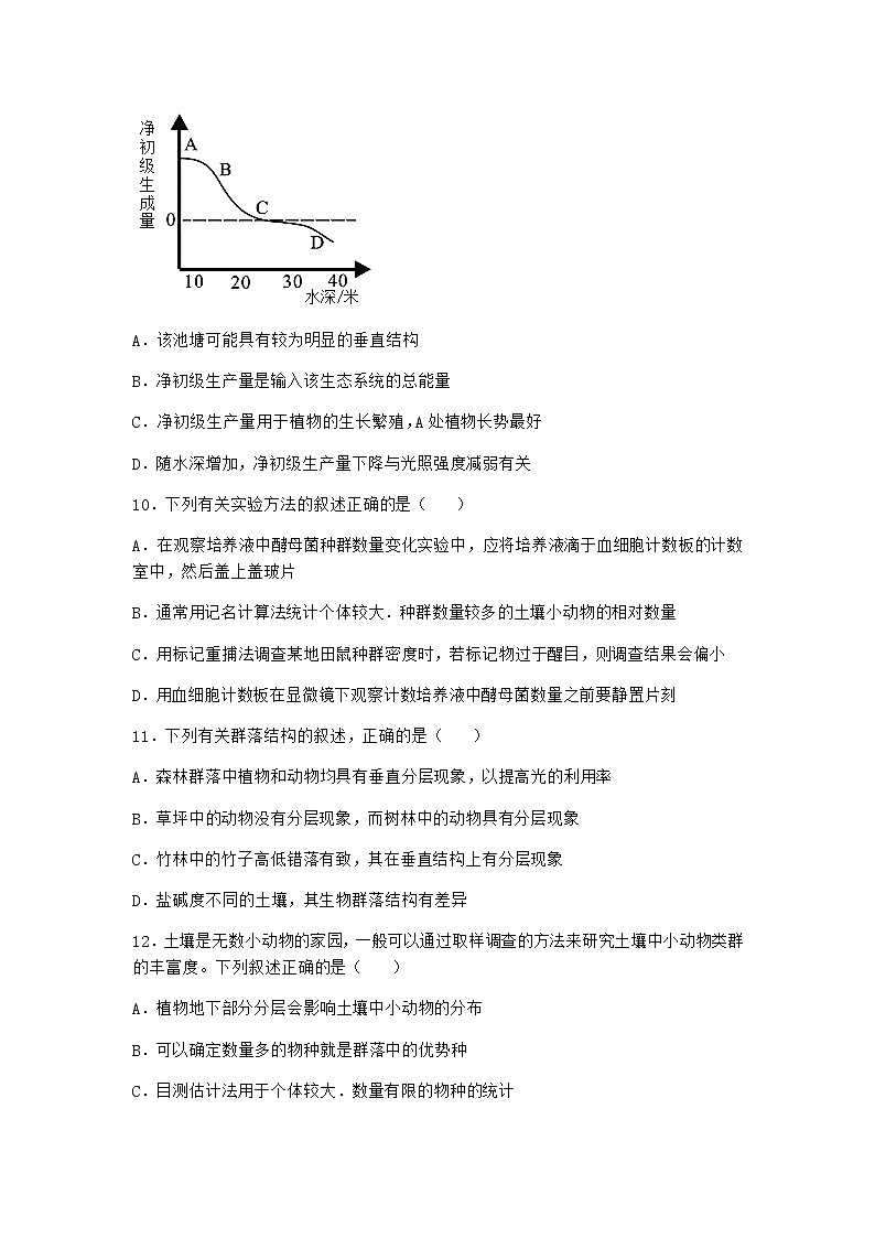 北师大版高中生物选择性必修2第三节群落的结构作业含答案1第3页