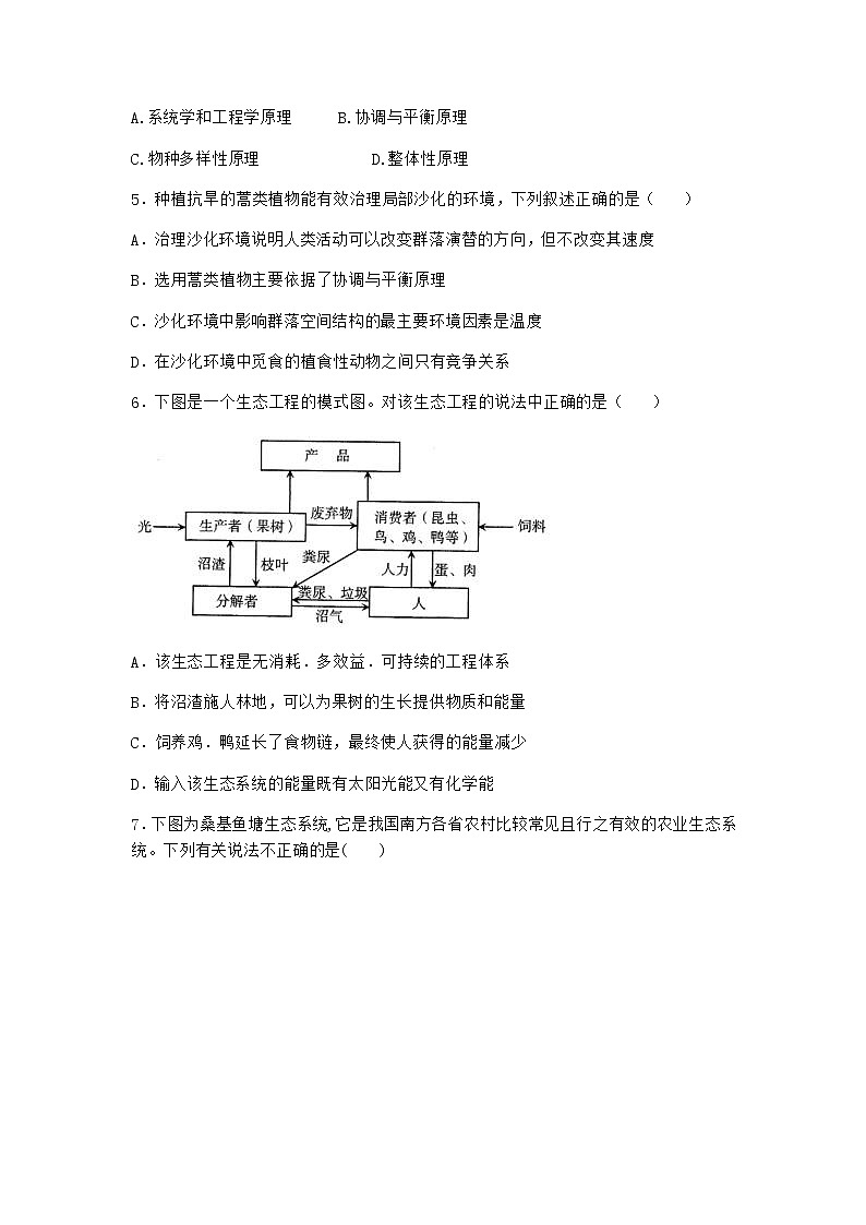 北师大版高中生物选择性必修2第四节生态工程在环境保护中的应用作业含答案9第2页