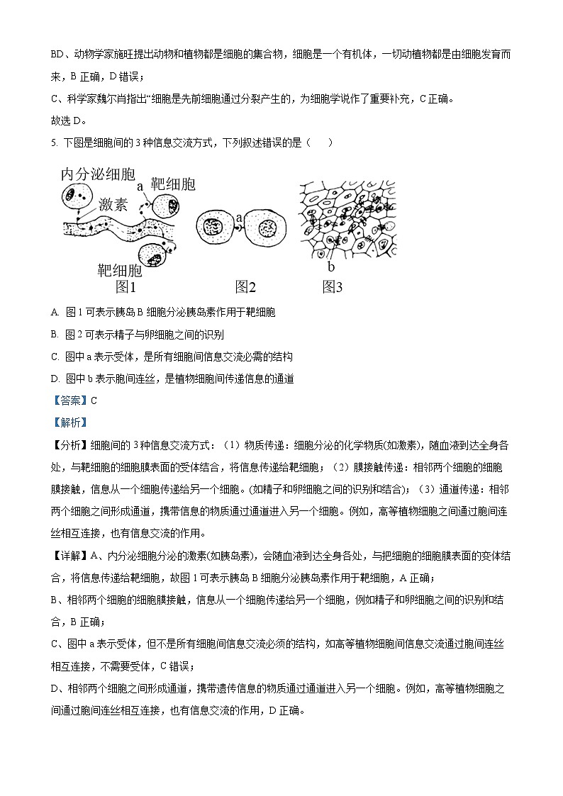 江苏省徐州市2022-2023学年高一上学期期末抽测生物试题含解析第3页