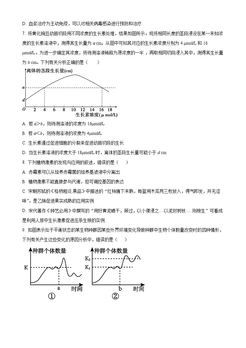 2023天津宁河区芦台一中高二上学期1月期末生物试题含解析03