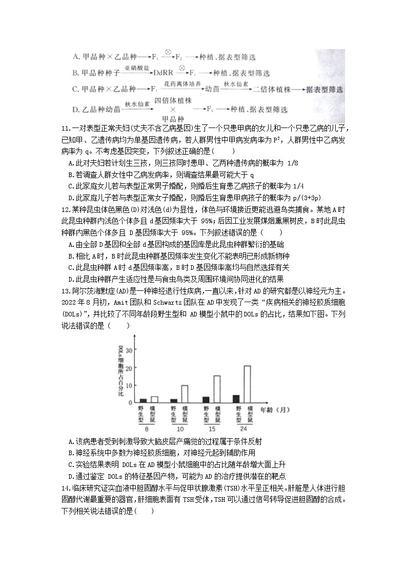 2023届安徽省淮北市高三下学期一模试题（2月）生物 Word版03