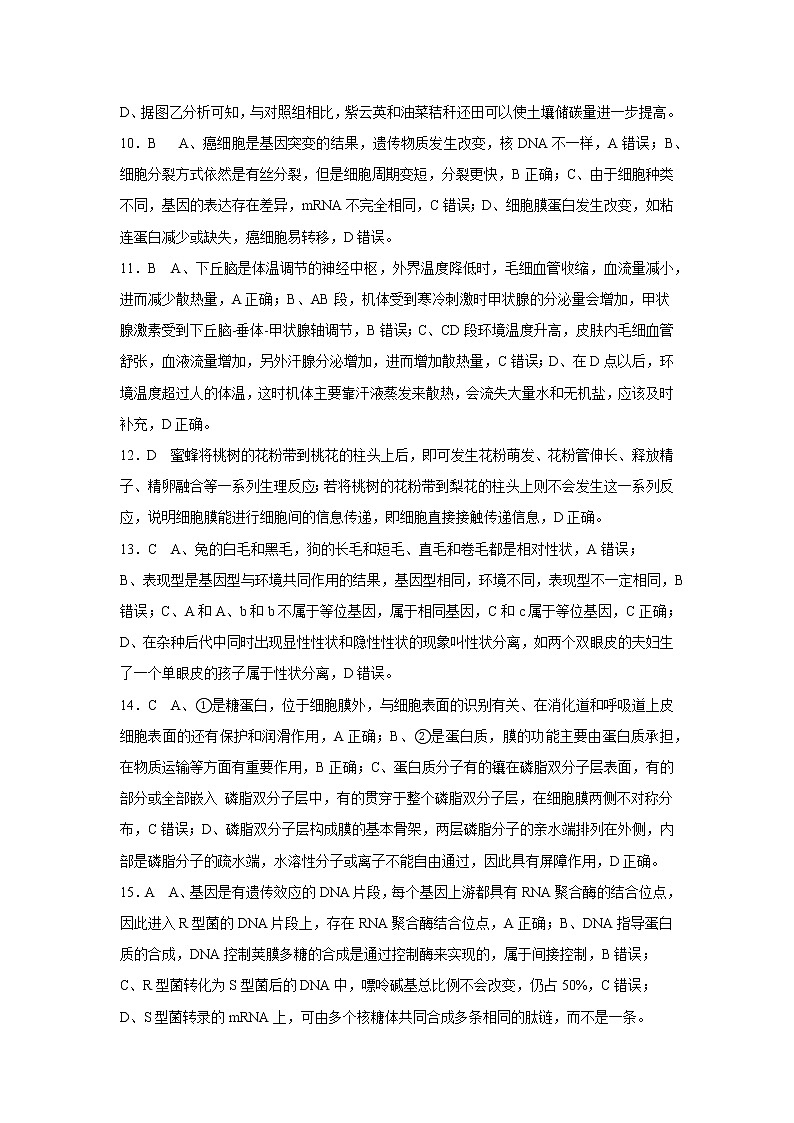 2023重庆市万州二中高三下学期2月月考试题生物含答案03