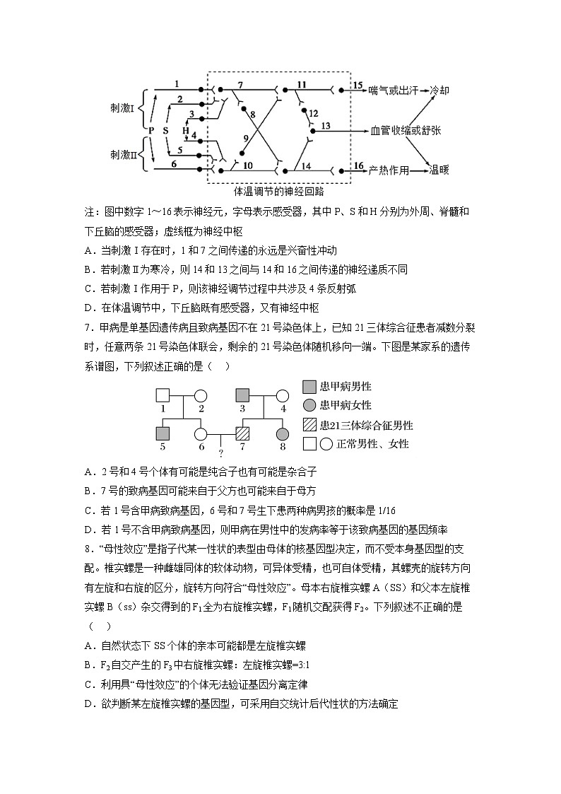 2023辽宁省东北育才学校高三高考适应性测试（二）生物试题含答案03