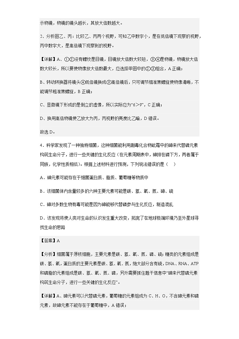 2022-2023学年安徽省滁州中学高一上学期第三次质量检测生物试题含解析第3页