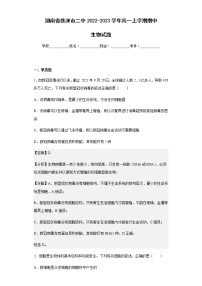 2022-2023学年湖南省株洲市二中高一上学期期中生物试题含解析