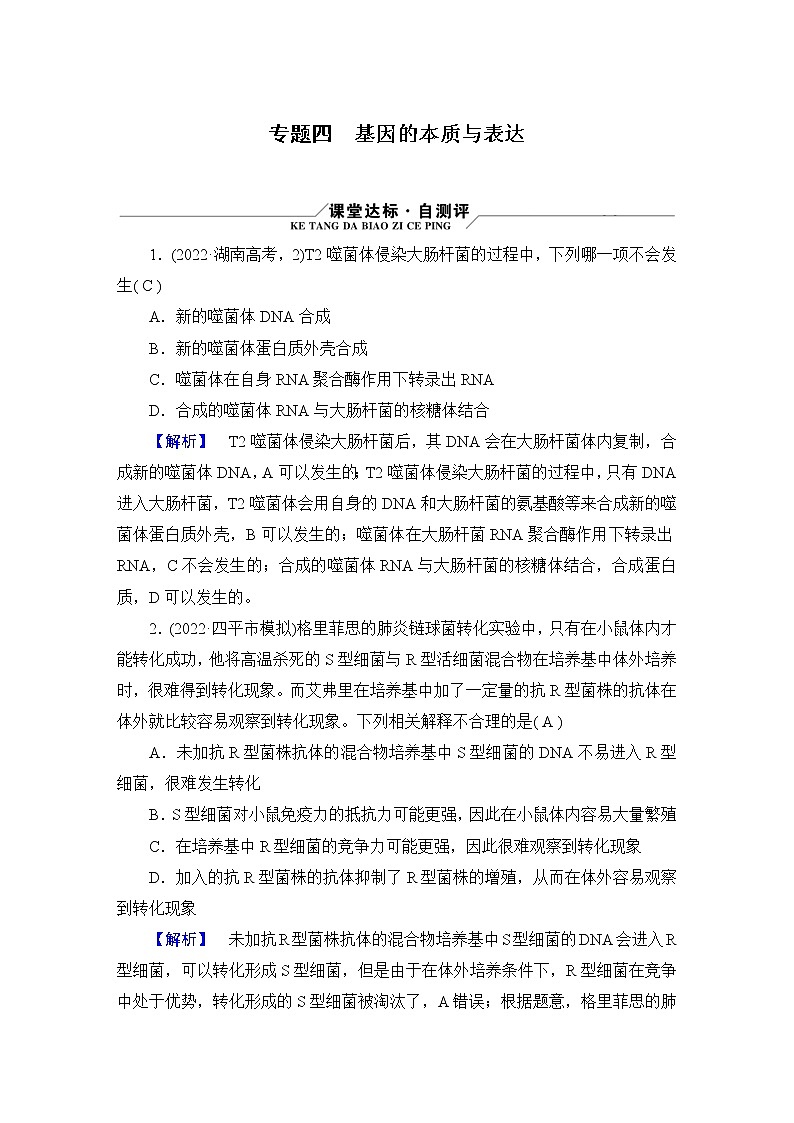 2023届高考生物二轮复习基因的本质与表达作业含答案01