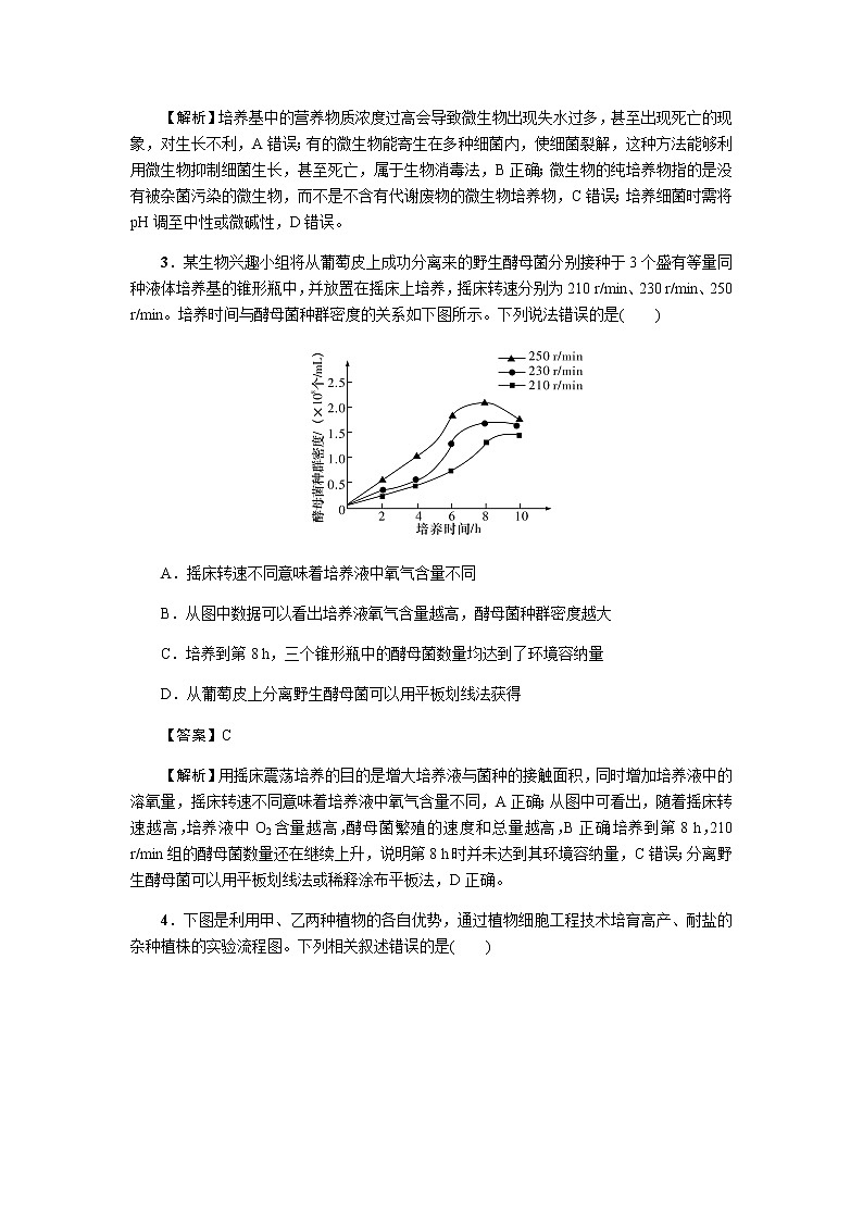 2023届高考生物二轮复习教材回归课后习题强化和拓展选择性必修三作业含答案第2页