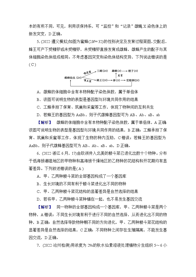 2023届高考生物二轮复习生物的变异与进化作业含答案第3页