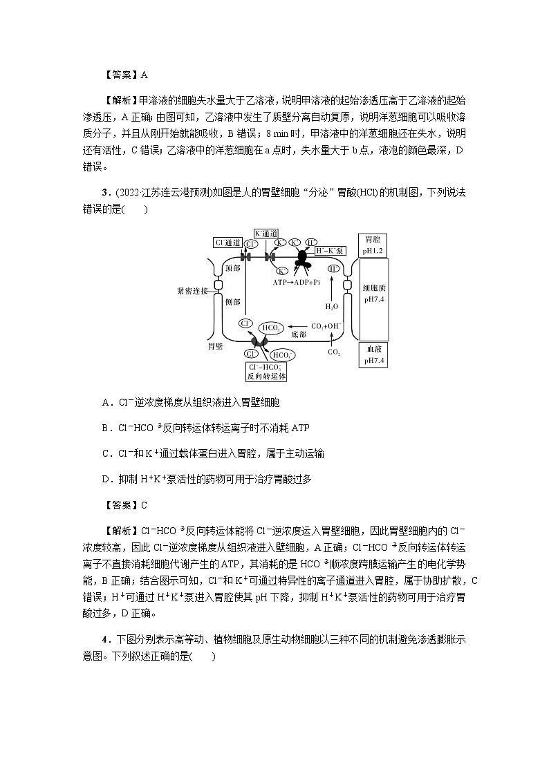 2023届高考生物二轮复习细胞的物质运输作业含答案第2页