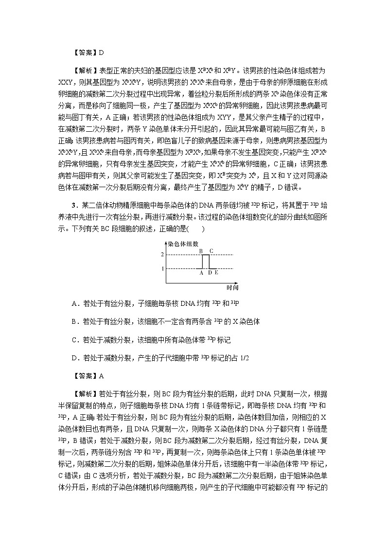 2023届高考生物二轮复习细胞的有丝分裂与减数分裂作业含答案02