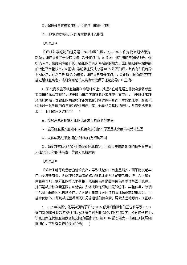 2023届高考生物二轮复习细胞衰老、凋亡与癌变作业含答案第2页