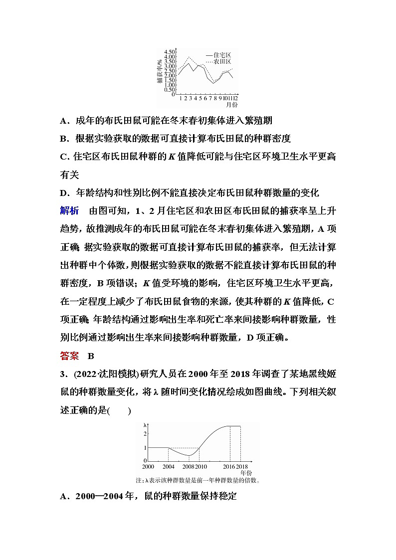 2023届高考生物二轮复习种群和群落作业含答案第2页