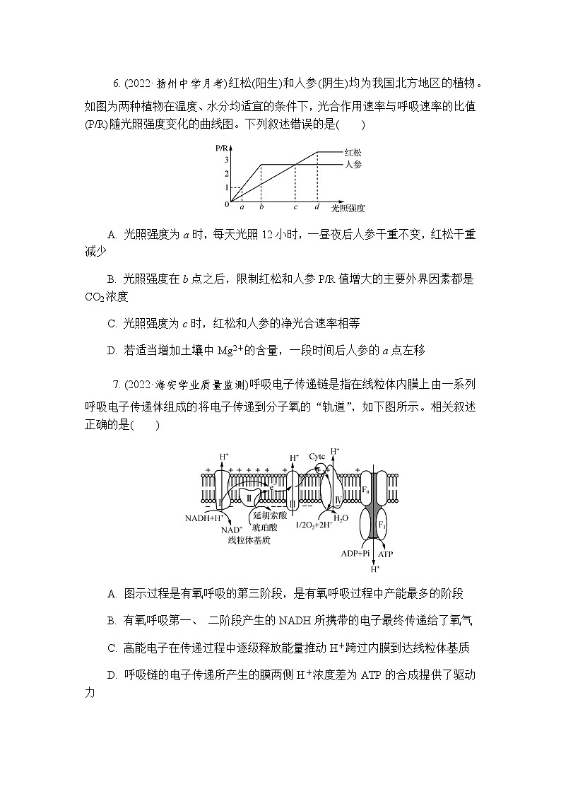 2023届高考生物二轮复习专题光合作用和细胞呼吸作业含答案第3页