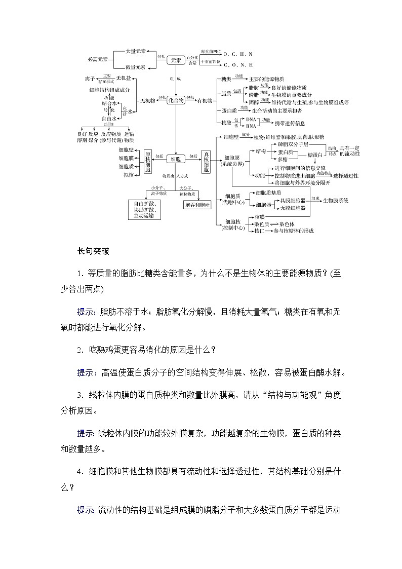 2023届高考生物二轮复习细胞的物质基础和结构基础学案第2页