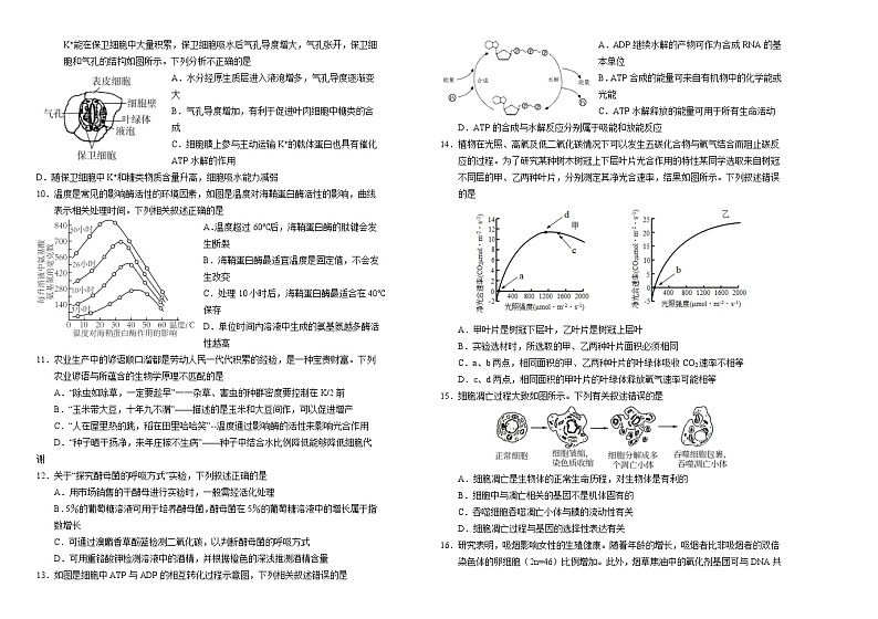 2023长春外国语附属学校高三下学期开学考试生物试题含答案02