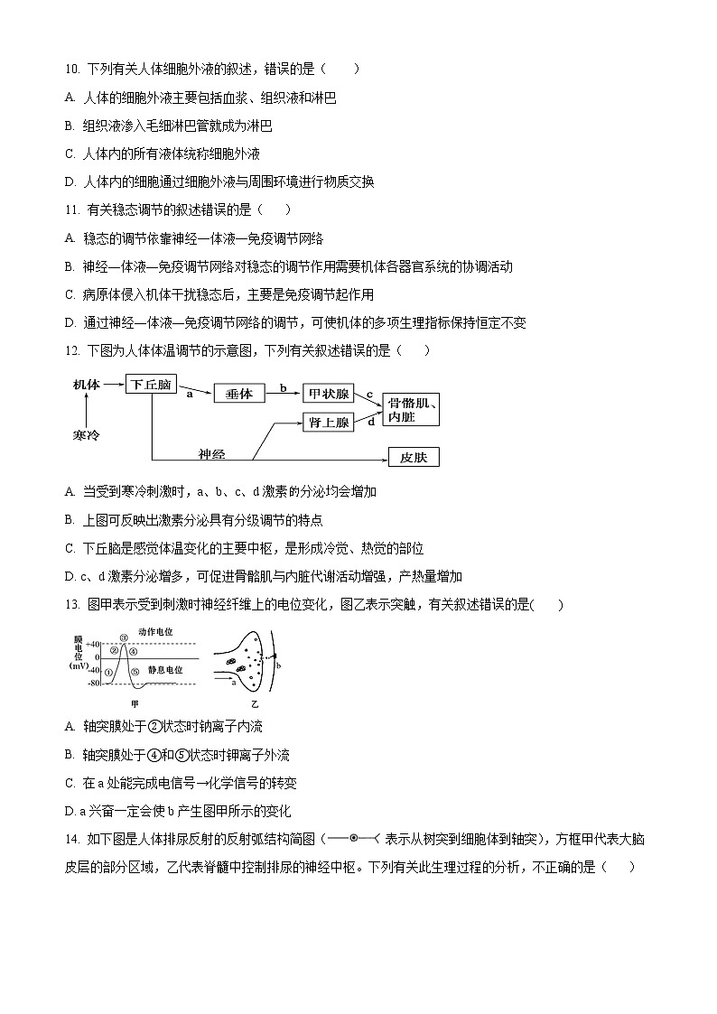2023成都东部新区养马高级中学高二上学期期中考试生物含解析03