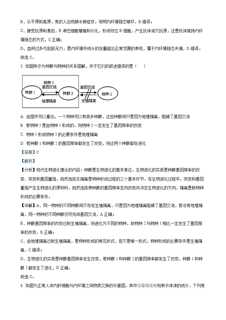 2023成都东部新区养马高级中学高二上学期期中考试生物含解析03
