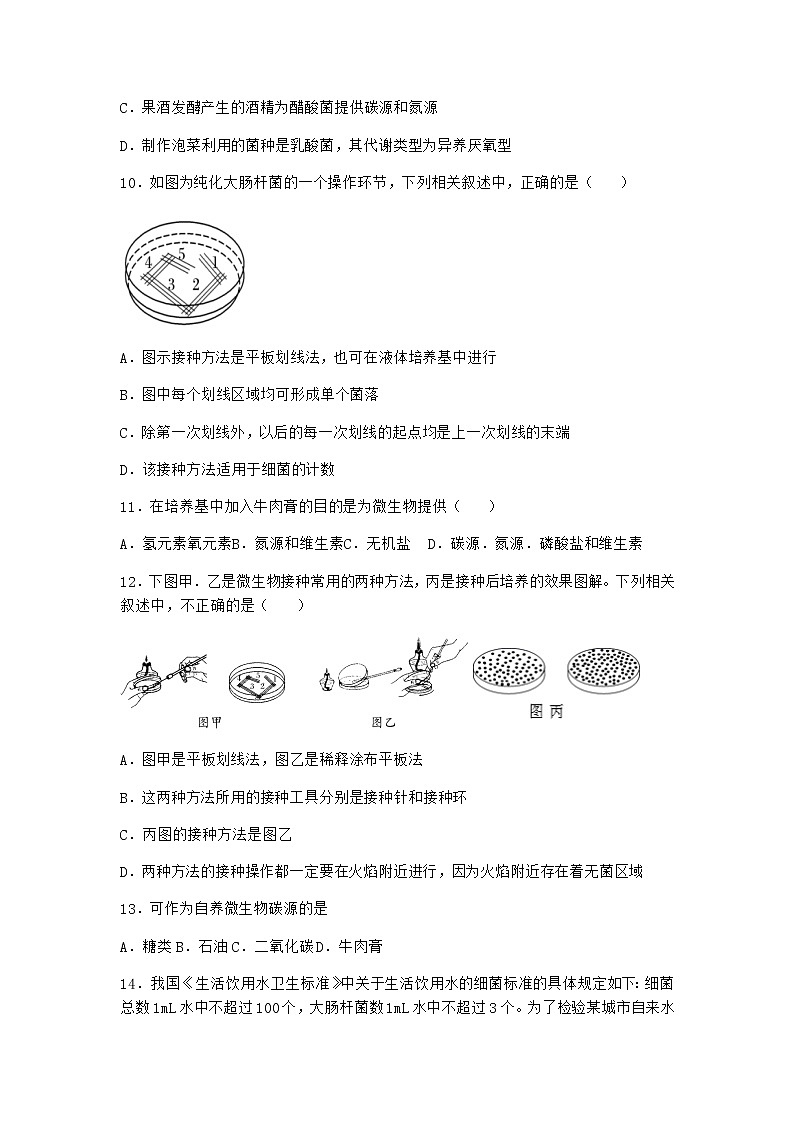 北师大版高中生物选择性必修3第五节发酵工程的应用课时作业含答案203