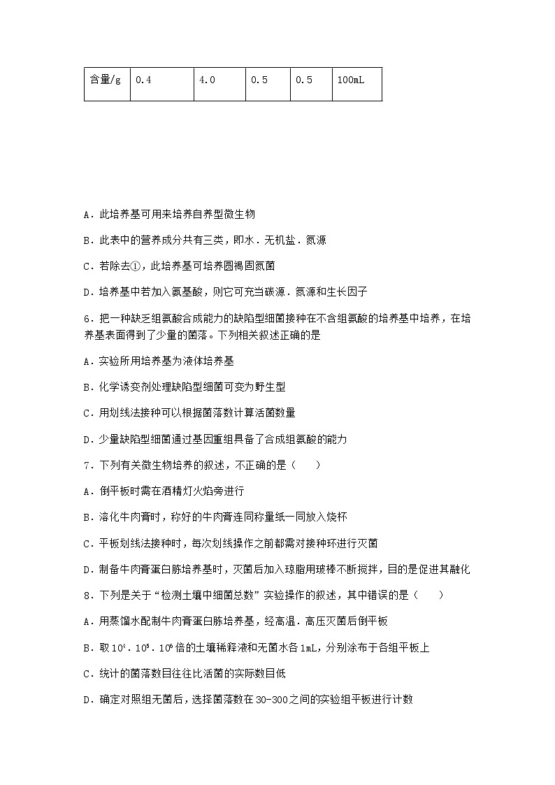 北师大版高中生物选择性必修3第四节发酵工程的过程与原理作业含答案5第2页