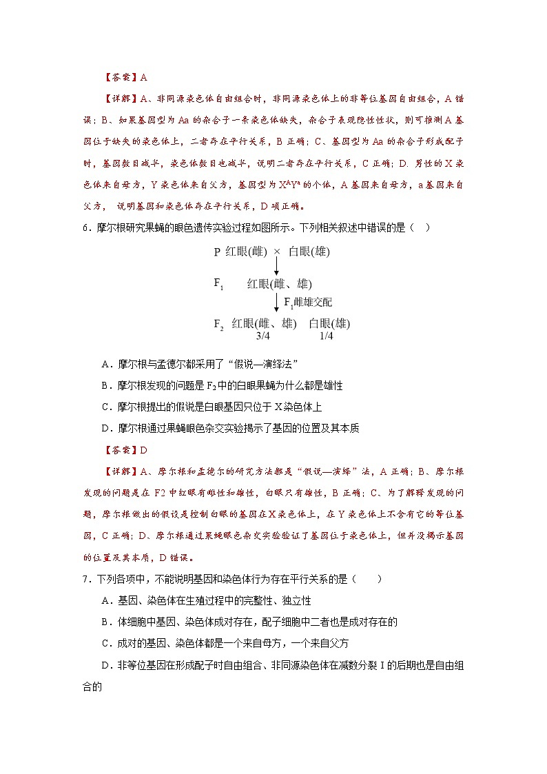 第二节   基因在染色体上（解析版）第3页