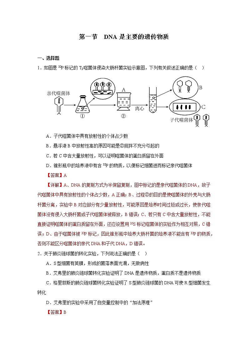 第一节  DNA是主要的遗传物质（解析版）第1页
